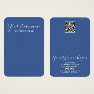 Moderne blaue und cremefarbene Schrift-Ohrhänger-D