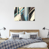 Moderne Blaue und Cremige Abstrakte Dynamik Leinwanddruck (Insitu (Schlafzimmer))