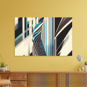 Moderne Blaue und Cremige Abstrakte Dynamik Leinwanddruck (Insitu (Wohnzimmer))