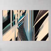Moderne Blaue und Cremige Abstrakte Dynamik Poster (Vorne)