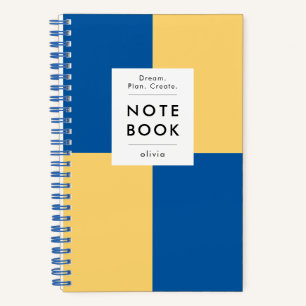 Moderne Blaue und Gelbe Checker Motivational Notizblock