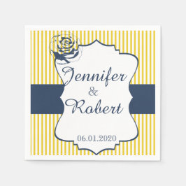 Moderne blaue und gelbe Streifen Hochzeit von Napk Serviette