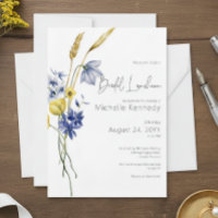 Moderne Blaue und Gelbe Wilde Blumen Braut-Lunch-E