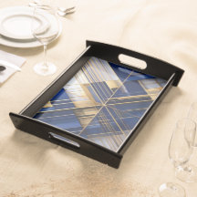 Moderne Blaue und Goldene Abstrakte Geometrische A