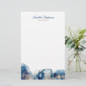 Moderne blaue und goldene Aquarellfarben - persona Briefpapier (Stehend Vorderseite)