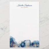 Moderne blaue und goldene Aquarellfarben - persona Briefpapier (Vorderseite)