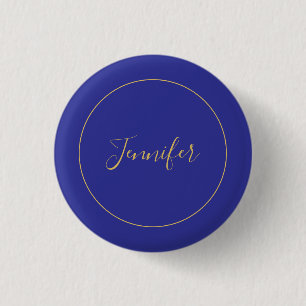 Moderne Blaue und Goldene Kalligrafie Einfach Einz Button