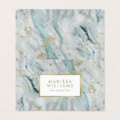 Moderne blaue und goldene Marmorstruktur Visitenkarten (Außenseite Aufgefaltet)