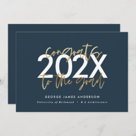 Moderne, blaue und goldene Schrift, stilvoller Abs Einladung