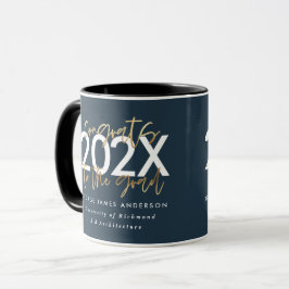 Moderne, blaue und goldene Schrift, stilvoller Abs Tasse
