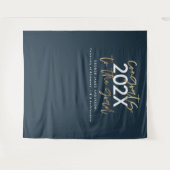 Moderne, blaue und goldene Schrift, stilvoller Abs Wandteppich (Vorderseite (Horizontal))