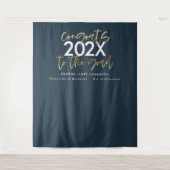 Moderne, blaue und goldene Schrift, stilvoller Abs Wandteppich (Vorderseite)