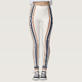 Moderne blaue und goldene weiße Streifen Leggings (Vorderseite)