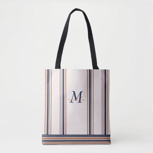 Moderne blaue und goldene weiße Streifen Tasche (Vorderseite)