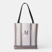 Moderne blaue und goldene weiße Streifen Tasche (Rückseite)
