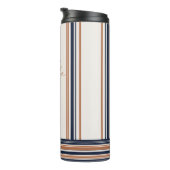 Moderne blaue und goldene weiße Streifen Thermosbecher (Nach rechts gedreht)