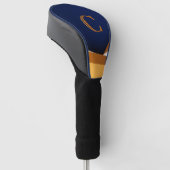 Moderne Blaue und Goldene Wellen-Monogramm-Design Golf Headcover (angewinkelt)