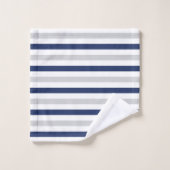 Moderne blaue und graue Streifen Badhandtuch Set (Waschlappen)