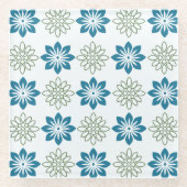 Moderne blaue und grüne Blumenglasuntersetzer Glasuntersetzer (Vorderseite)