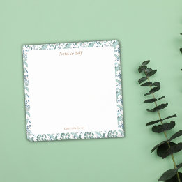 Moderne blaue und grüne botanische Grenzklemme Post-it Klebezettel