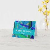 Moderne blaue und grüne Linien Abstrakt Karte (Gelbe Blume)