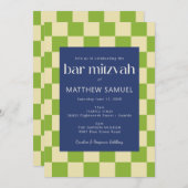Moderne blaue und grüne Tafel Bar Mitzvah Einladung (Vorne/Hinten)