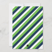 Moderne blaue und grüne Taufe und erster Geburtsta Einladung (Rückseite)