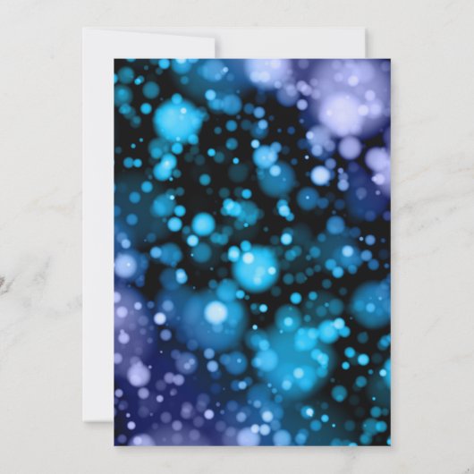 Moderne, blaue und Lila Bokeh-Hochzeitseinladung Einladung (Rückseite)