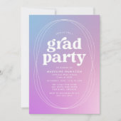 Moderne blaue und Lila Gradient Graduation Party Einladung (Vorderseite)
