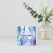 moderne blaue und lila Wasserfarbe abstrakt Quadratische Visitenkarte (Stehend Vorderseite)