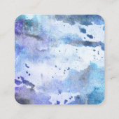 moderne blaue und lila Wasserfarbe abstrakt Quadratische Visitenkarte (Rückseite)