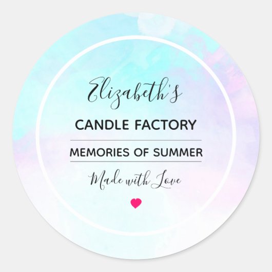 Moderne blaue und Lila Wasserfarben Candle Soap Bi Runder Aufkleber (Vorderseite)