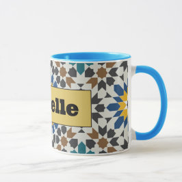 Moderne blaue und marinegeometrische Tasse mit ind