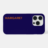 Moderne blaue und orange personalisierte Name Hand iPhone Hülle (Rückseite (Horizontal))