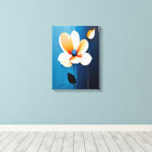 Moderne blaue und orangefarbene Kunst Leinwanddruck (Insitu (Holzboden))