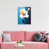 Moderne blaue und orangefarbene Kunst Leinwanddruck (Insitu (Wohnzimmer))
