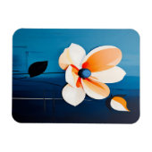 Moderne blaue und orangefarbene Kunst Magnet (Horizontal)
