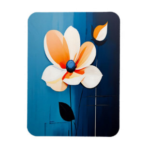 Moderne blaue und orangefarbene Kunst Magnet