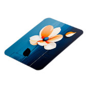 Moderne blaue und orangefarbene Kunst Magnet (Linke Seite)