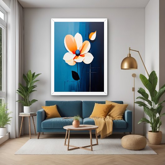 Moderne blaue und orangefarbene Kunst Poster