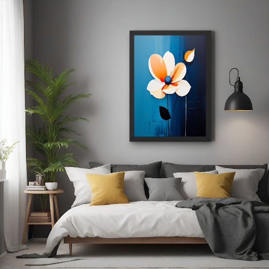 Moderne blaue und orangefarbene Kunst Poster