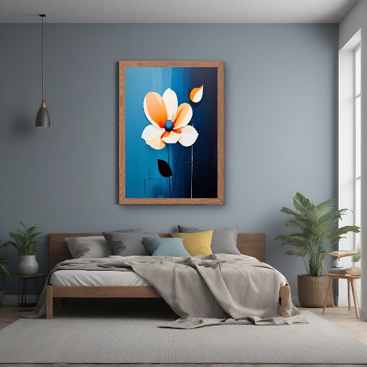 Moderne blaue und orangefarbene Kunst Poster