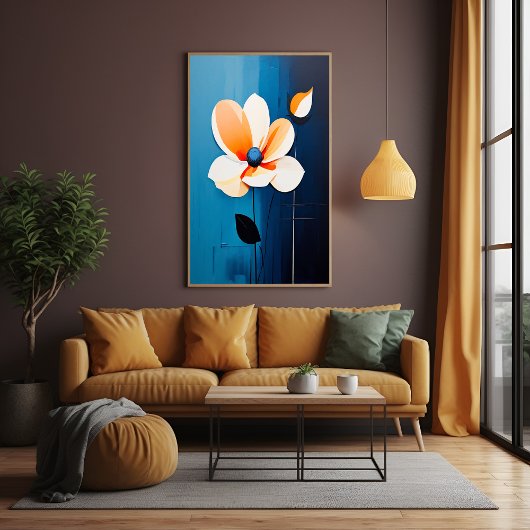 Moderne blaue und orangefarbene Kunst Poster