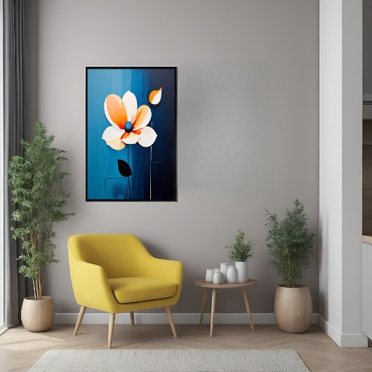 Moderne blaue und orangefarbene Kunst Poster