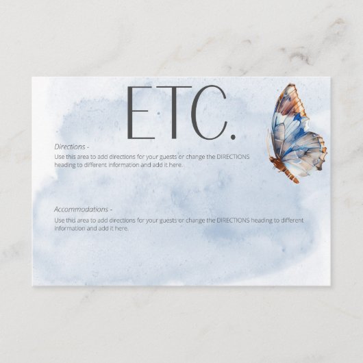 Moderne blaue und rostfarbene Schmetterlinge Detai Begleitkarte (Vorderseite)