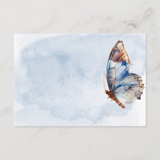 Moderne blaue und rostfarbene Schmetterlinge Detai Begleitkarte (Rückseite)