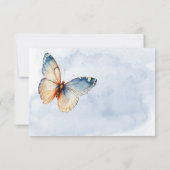 Moderne blaue und rostfarbene Schmetterlinge QR-Co RSVP Karte (Rückseite)