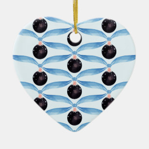 Moderne blaue und schwarze Keramik-Weihnachtsbaumd Keramik Ornament