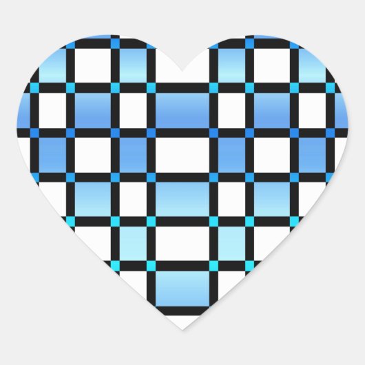 Moderne, blaue und schwarze quadratische Fliesen Herz-Aufkleber (Vorderseite)