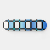 Moderne, blaue und schwarze quadratische Fliesen Skateboard (Horizontal)